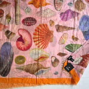 ECHO Sea Turtles Silk Blend Scarf Seashells Tropical Pink